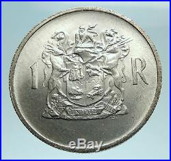 1969 SOUTH AFRICA End Presidency T. E. Donges Genuine Silver 1 Rand Coin i79547