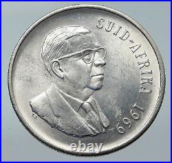 1969 SOUTH AFRICA End Presidency T. E. Donges Genuine Silver 1 Rand Coin i85781