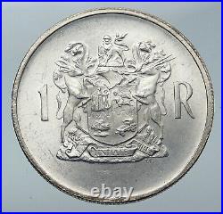 1969 SOUTH AFRICA End Presidency T. E. Donges Genuine Silver 1 Rand Coin i85781