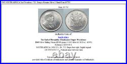 1969 SOUTH AFRICA End Presidency T. E. Donges Genuine Silver 1 Rand Coin i85781
