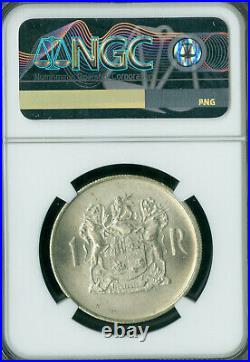 1969 South Africa Dr. Donges Afrikaans Silver 1 Rand Ngc Ms65 Mac Spotless