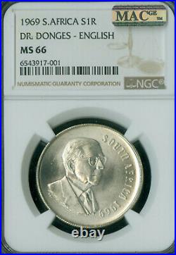 1969 South Africa English Silver 1 Rand Ngc Ms66 Mac 2nd Finest Mac Spotless