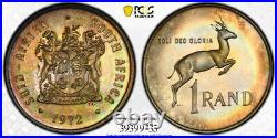 1972 South Africa 1 Rand Silver Proof PCGS PR66 Beautifully Toned 9235