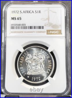 1972 South Africa Silver 1 Rand Springbok Ngc Ms 65 Beautiful Gem Bu Coin