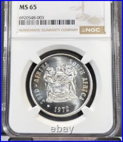 1972 South Africa Silver 1 Rand Springbok Ngc Ms 65 Beautiful Gem Bu Coin