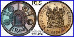 1974 South Africa 1 Rand Silver 50th Annv. Pretoria Mint Toned PCGS MS67 1464