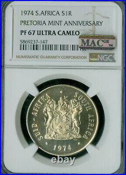 1974 South Africa Silver 1 Rand Ngc Pf67 Ucam Mac Spotless