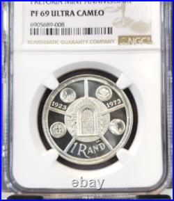1974 South Africa Silver 1 Rand S1r Pretoria Mint Ngc Pf 69 Ultra Cameo Top Pop