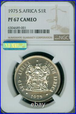 1975 South Africa Silver 1 Rand Ngc Pf67 Cameo Mac Spotless