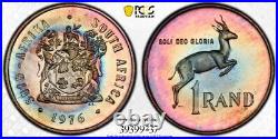 1976 South Africa 1 Rand Silver Proof PCGS PR66 Beautifully Toned 9237