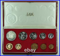 1977 South Africa 10 Coin Proof Set with Gold & Silver Rands in Mint Box