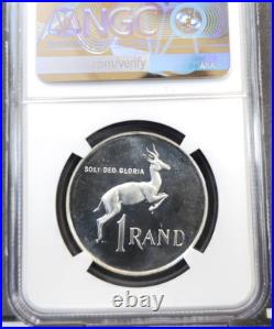 1977 South Africa Silver 1 Rand Springbok Ngc Pf 68 Ultra Cameo Rare Gem Proof