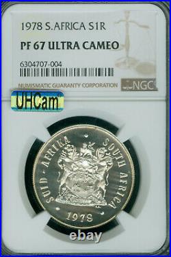 1978 South Africa Silver 1 Rand Ngc Pf67 Mac Uhcam & Spotless