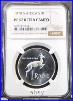 1978 South Africa Silver 1 Rand Springbok Ngc Pf 67 Ultra Cameo Rare Gem Proof