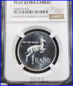 1978 South Africa Silver 1 Rand Springbok Ngc Pf 67 Ultra Cameo Rare Gem Proof