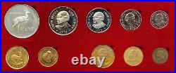1979 South Africa 10 Proof Coin Set Gold & Silver-In Display Box