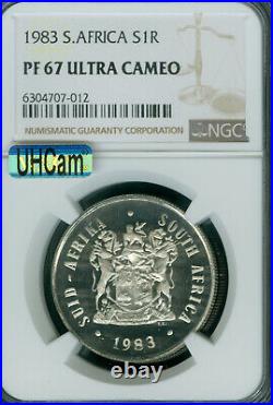 1983 South Africa Silver 1 Rand Ngc Pf67 Mac Uhcam & Spotless