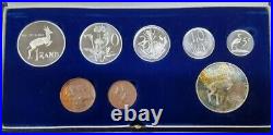 1984 South Africa 8 Coin Proof Set with Silver 1 Rand Coin in Mint Box