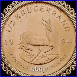 1984 South Africa Krugerrand Shape Without Stone Pendant 14k Yellow Gold Plated