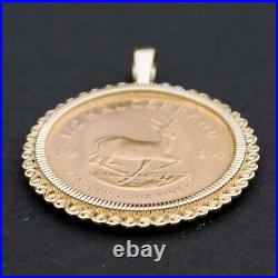 1984 South Africa Krugerrand Shape Without Stone Pendant 14k Yellow Gold Plated