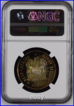 1984 South Africa SILVER 1 RAND NGC PF66 CAMEO PROOF R1 RAINBOW TONING