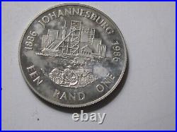 1986 South Africa 1 Rand Silver 800 Proof coin rare low mintage 100 Anniversary