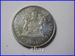 1986 South Africa 1 Rand Silver 800 Proof coin rare low mintage 100 Anniversary