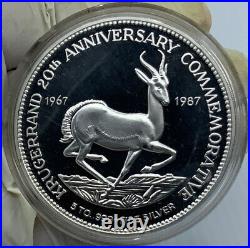 1987 SOUTH AFRICA President Kruger SPRINGBOK 5OZ Proof Silver Rand Coin i116698