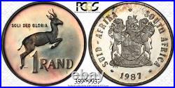 1987 South Africa 1 Rand Silver Proof PCGS PR67DCAM Beautifully Toned