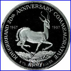 1987 South Africa 20th Anniversary Krugerrand 5 oz. 999 Fine Silver Coin with