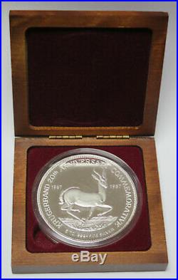 1987 South Africa 5oz. 999 Silver Krugerrand 20th Anniversary Coin
