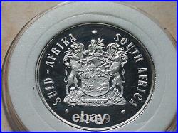 1989 Silver Proof rainbow toned low mintage South African Rand w holder