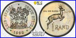 1990 South Africa 1 Rand Silver Proof PCGS PR63 Beautifully Toned