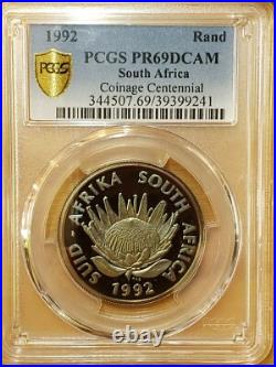 1992 South Africa 1 Rand Silver Coinage Centennial Toned PCGS MS69DCAM 9241