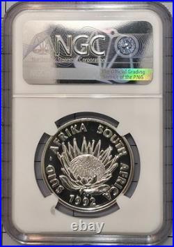 1992 South Africa SILVER 1 RAND NGC MS 67 COINAGE CENTENNIAL UNC ONLY 3 HIGHER