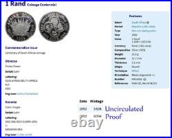 1992 South Africa SILVER 1 RAND NGC MS 67 COINAGE CENTENNIAL UNC ONLY 3 HIGHER