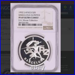 1992 South Africa SILVER 2 RAND NGC PF69 BARCELONA OLYMPICS R2 NEW HOLDER 1 oz