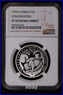 1994 South Africa SILVER 1 Rand CONSERVATION NGC PF 70 Ultra Cameo