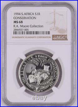 1994 south africa SILVER 1 rand MS68 NGC CONSERVATION R1 brilliant uncirculated