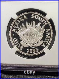 1995 South Africa SILVER 1 RAND Railway Centennial Mirrored Door NGC PF 70
