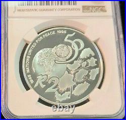 1995 South Africa Silver 2 Rand S2r United Nations Ngc Pf 70 Ultra Cameo Perfect
