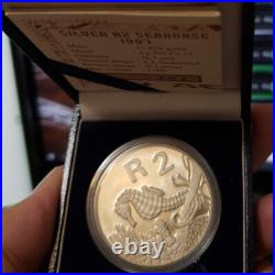 1997 KNYSNA SEAHORSE SILVER PROOF 2 rand south africa R2 with case coa common
