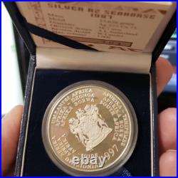1997 KNYSNA SEAHORSE SILVER PROOF 2 rand south africa R2 with case coa common