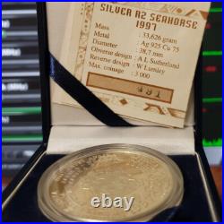 1997 KNYSNA SEAHORSE SILVER PROOF 2 rand south africa R2 with case coa common