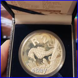 1997 KNYSNA SEAHORSE SILVER PROOF 2 rand south africa R2 with case coa common
