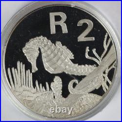 1997 South Africa Proof Silver 2 Rand Knysna Seahorse 3000 Minted in OGP withCOA
