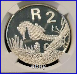 1997 South Africa Silver 2 Rand S2r Knysna Seahorse Ngc Pf 69 Ultra Cameo Scarce