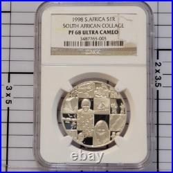 1998 South Africa SILVER 1 rand PF 68 PROTEA NGC R1 COLLAGE YEAR OF CHILD