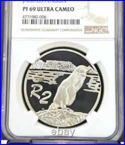 1998 South Africa Silver 2 Rand S2r Jackass Penguin Ngc Pf 69 Ultra Cameo Rare
