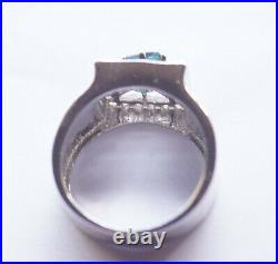 1.0cts Blue Rough Diamond Mans Ring, Uncut Raw Diamond silver Engagement Ring